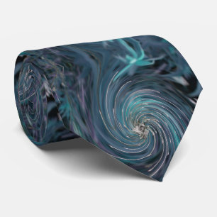 Corbata Fresco Cósmico Abstracto Retro Negro y Verde Azula