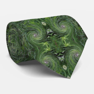 Corbata Fresco floral verde chartreuse abstracto retro gen