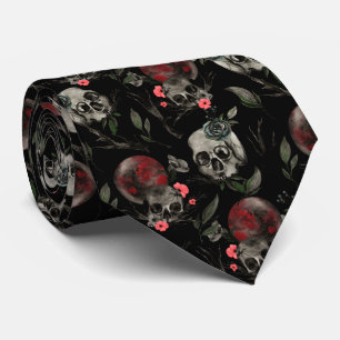 Corbata fresco patrón de baldosas de cráneo gótico