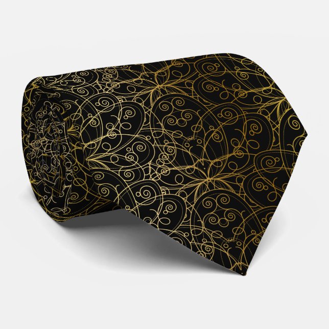 Corbata fresco patrón de mosaico de loto místico (Enrollado)