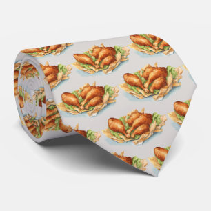 Corbata fresco patrón de pollo frito