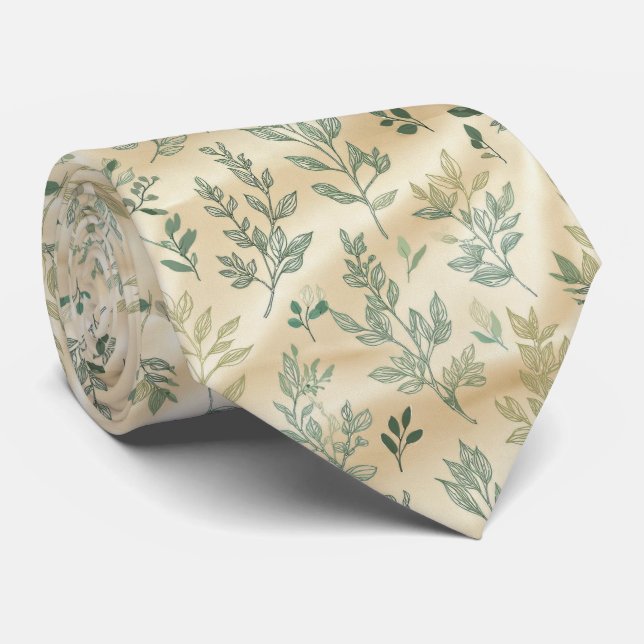 Corbata Fresh Greenery Minimal Pattern (Enrollado)