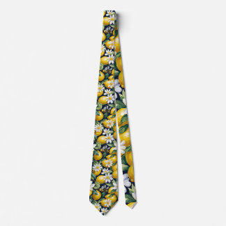 Corbata Fresh Yellow Lemons With Busy Bees & White Blooms