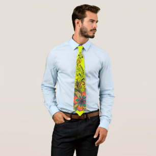 Corbata Fronteras de zarcillos de Flower Power Retro 6