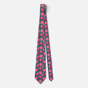 Corbata Frualidad del patrón de granada verde de Fuchsia m