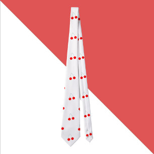 Corbata Fruta roja del patrón de cerezo