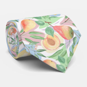 Corbata Frutas, melocotones, peras, limones, acuarela