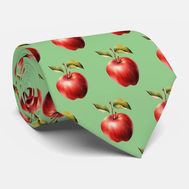 Corbata Fruto de patrón de manzana con baldosas (Enrollado)