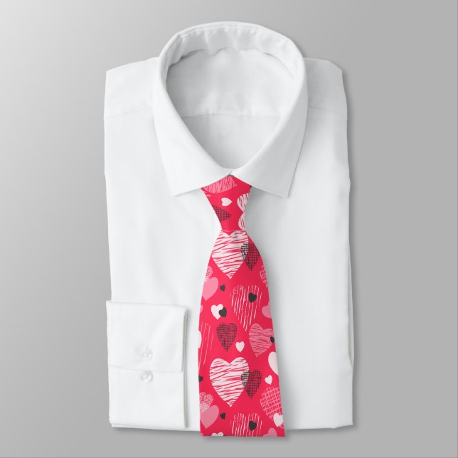 Corbata Fuchsia Whimsical Heart Valentine (Atado)