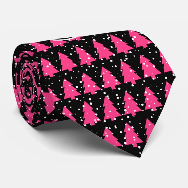 Corbata Fuchsia Y Monograma Negro Árbol De Navidad Pata De (Enrollado)