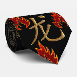 Corbata Fuego de oro del dragón - rojo negro del oro -