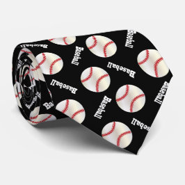 Corbata Fun Black Baseball Pattern