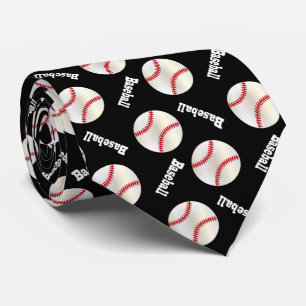 Corbata Fun Black Baseball Pattern