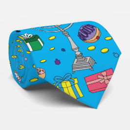 Corbata Fun Blue Hanukkah Patrón más grande