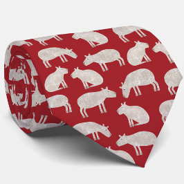 Corbata Fun Capybara Patrón rojo