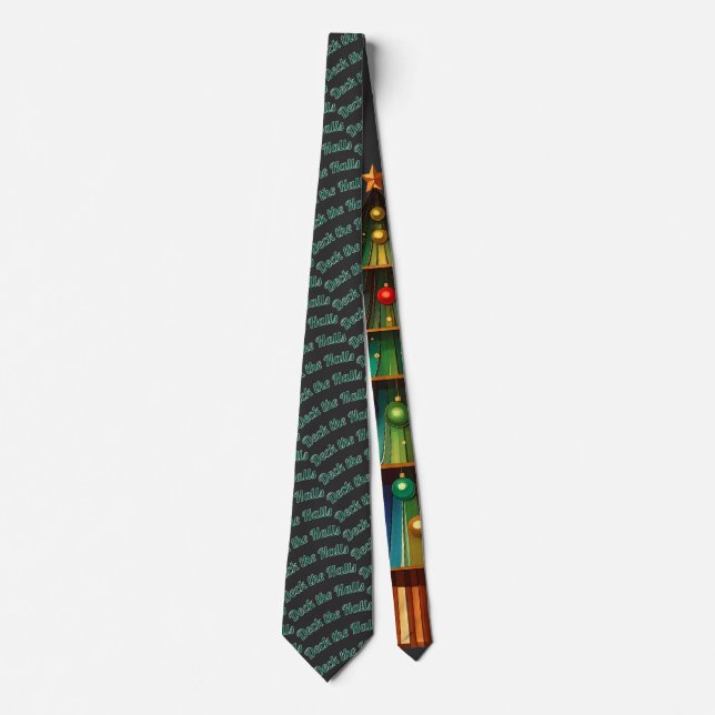 Corbata Fun Christmas Tree Holiday Deck The Halls  (Anverso)