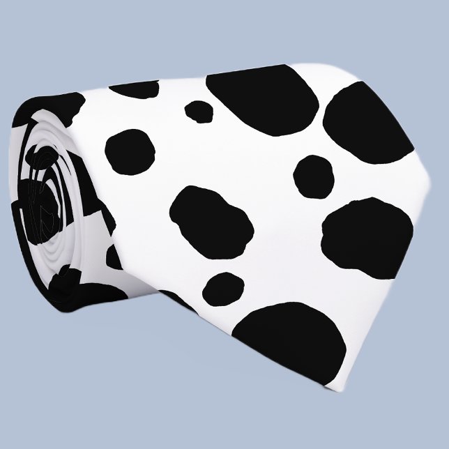 Corbata Fun Cow Print Western Spots Pattern Black White (Subido por el creador)