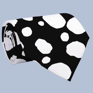 Corbata Fun Cow Print Western Spots Pattern Black White