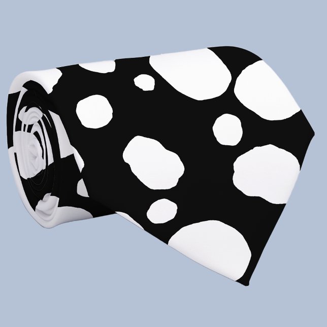 Corbata Fun Cow Print Western Spots Pattern Black White (Subido por el creador)