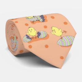 Corbata Fun Easter Chick Pattern Light Peach Tie