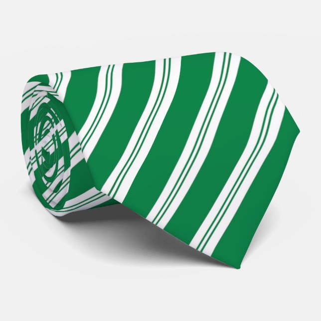 Corbata Fun festividad rayas de caramelo blanco verde (Enrollado)