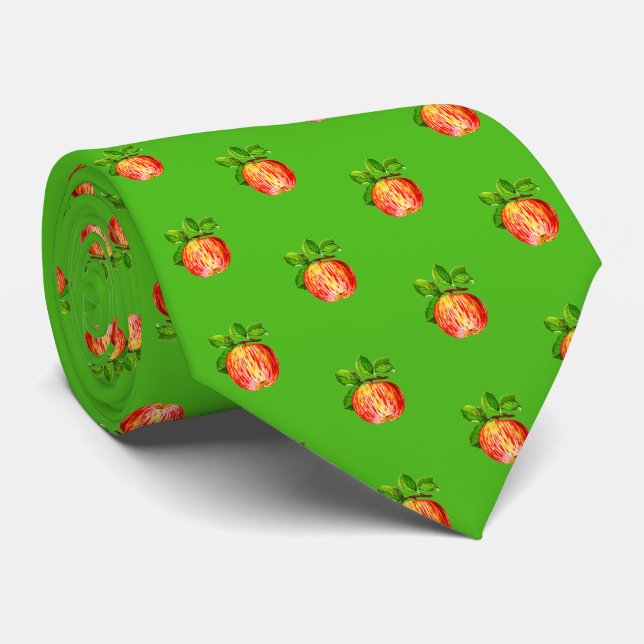 Corbata Fun moderno modelo de fruta de Apple roja Verde (Enrollado)