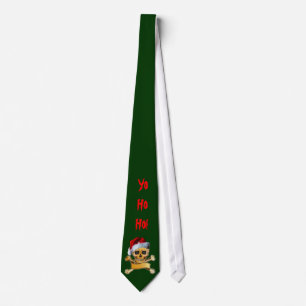 Corbata Fun Pirate Skull y Crossbone Santa Hat Navidades