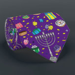 Corbata Fun Purple Hanukkah Pattern<br><div class="desc">Diversión Purple Hanukkah Tejido de cuello del patrón</div>