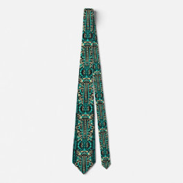 Corbata Funky estilo azteca patrón azul