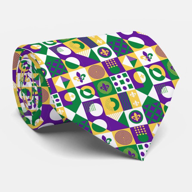 Corbata Funky Fleur de Lis Mardi Gras (Enrollado)