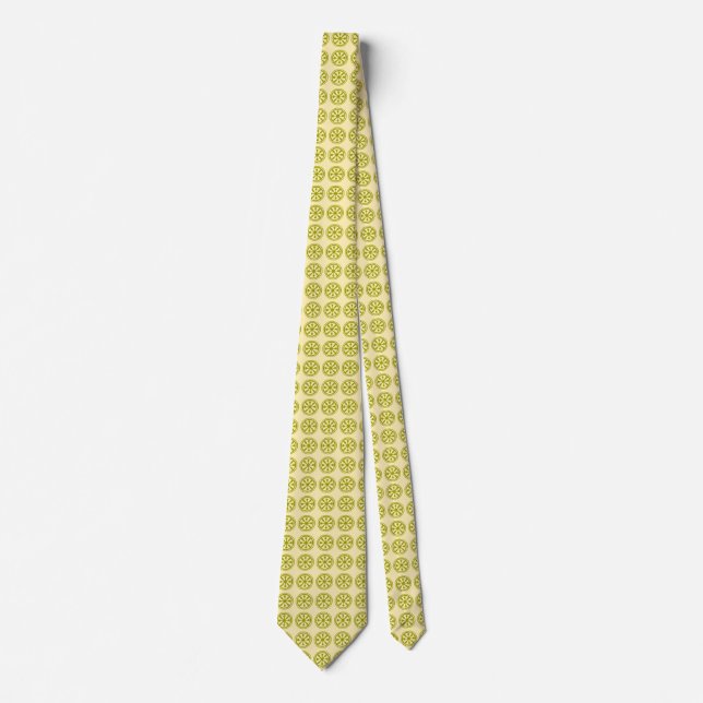 Corbata Funky Groovy Retro Lime Slice Patrón (Anverso)