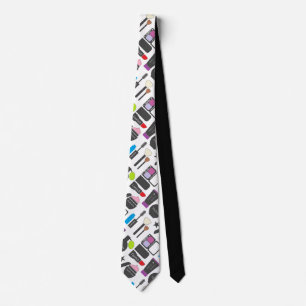 Corbata Funky Makeup Cosmetics Collage Pattern