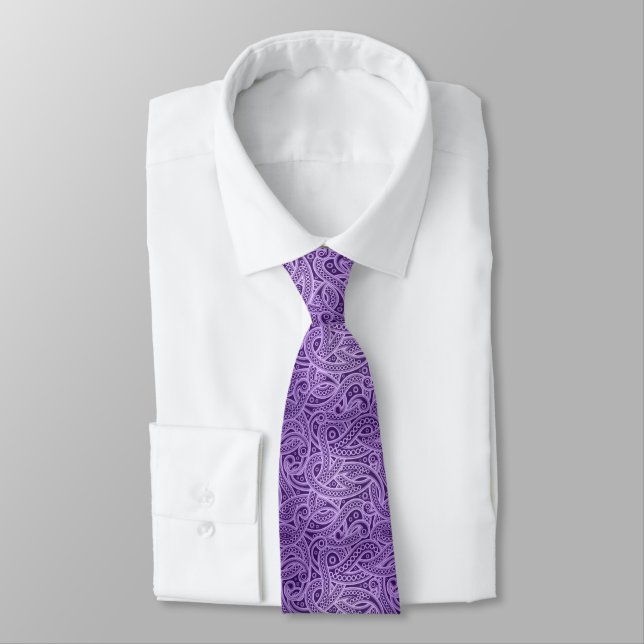 Corbata Funky Purple Abstract Paisley Tie (Atado)