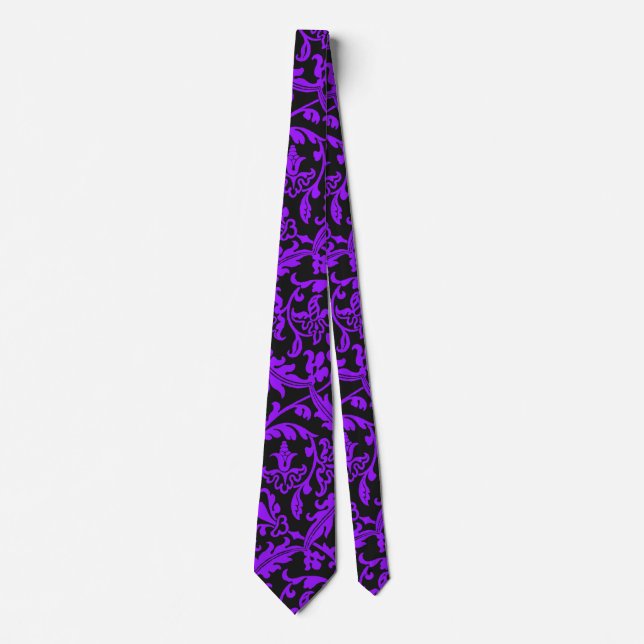 Corbata Funky Purple and Black Leafy Pattern (Anverso)