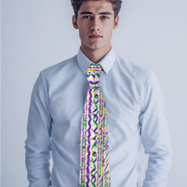 Corbata Funky Purple Green Gold Stripes Mardi Gras Festive