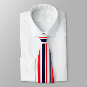 Corbata Funky Red Blue White Stripes Patrón de impresión