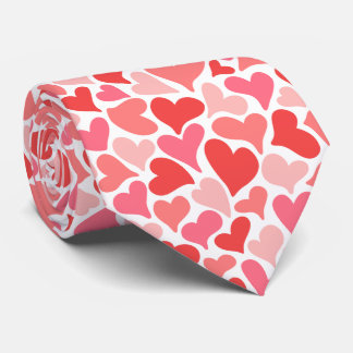 Corbata Funky Red Hearts Pattern Día de San Valentín