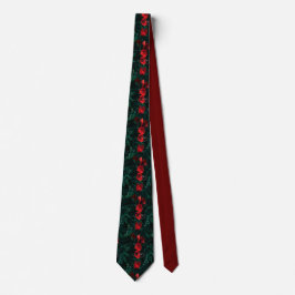 Corbata Funky Red Poppy Flower Pattern