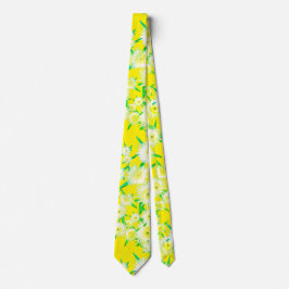 Corbata Funky Sour Figs Yellow Flowers Pattern Tie
