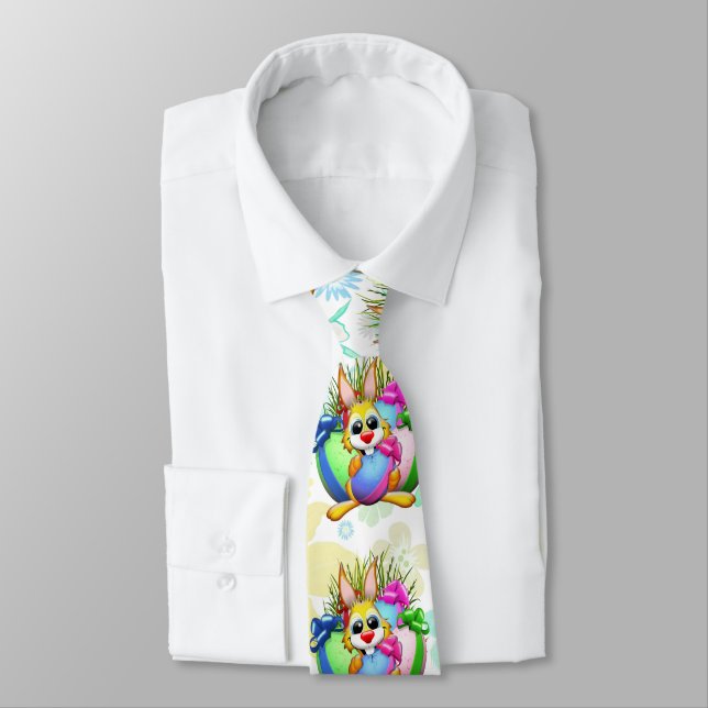 Corbata Funny Bunny biting an Easter Egg (Atado)