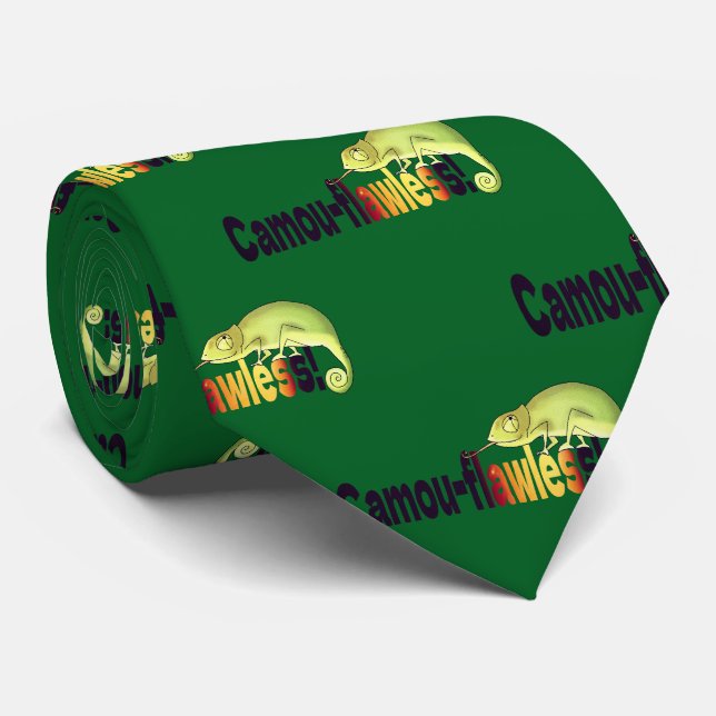 Corbata Funny Camou-flawless Chameleon Pun (Enrollado)