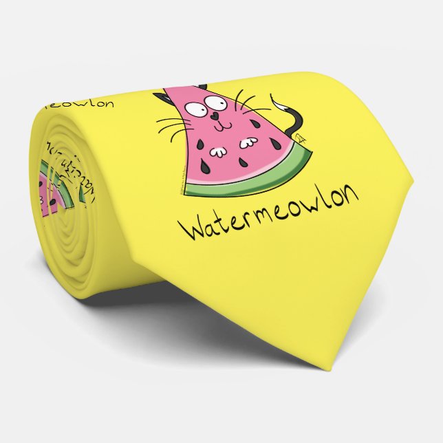 Corbata Funny Cat Watermelon Cute Kids (Enrollado)