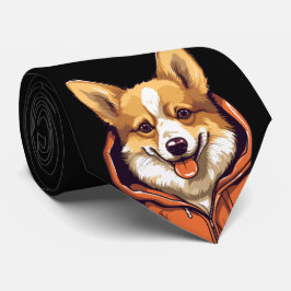 Corbata Funny Corgi Usando Hoodie