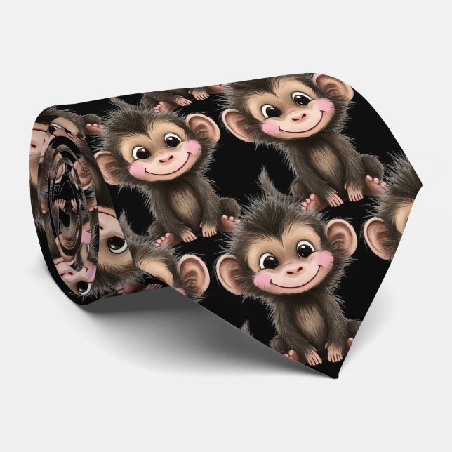 Corbata Funny Cute Monkey Kawaii Neck Tie (Enrollado)