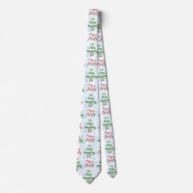 Corbata Funny Feliz Navidad navideña Naughty Elf (Anverso)
