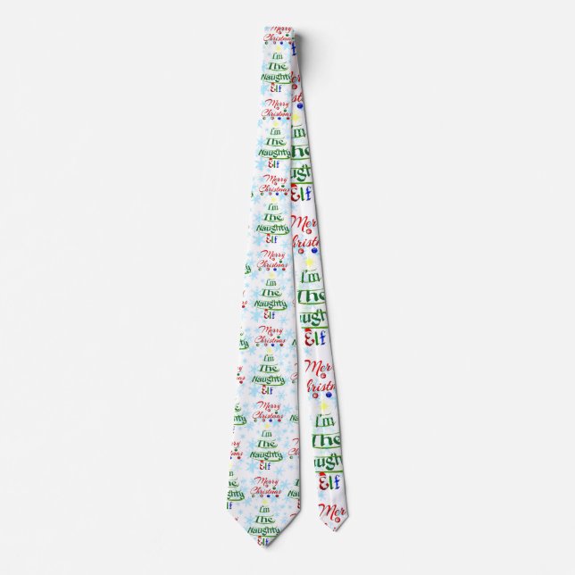 Corbata Funny Feliz Navidad navideña Naughty Elf (Anverso)