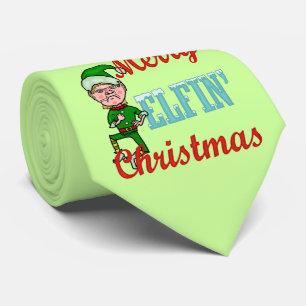 Corbata Funny Merry Elfin Navidades Bah Humbug