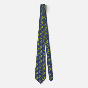 Corbata Funny Moon Face Pattern Blue
