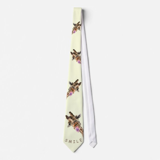 Corbata Funny Neck Tie with Playful Giraffe - Smile  (Anverso)