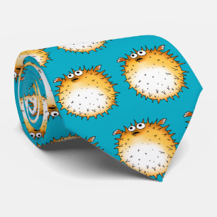 Corbata Funny Personalizado Puffer Fish Design